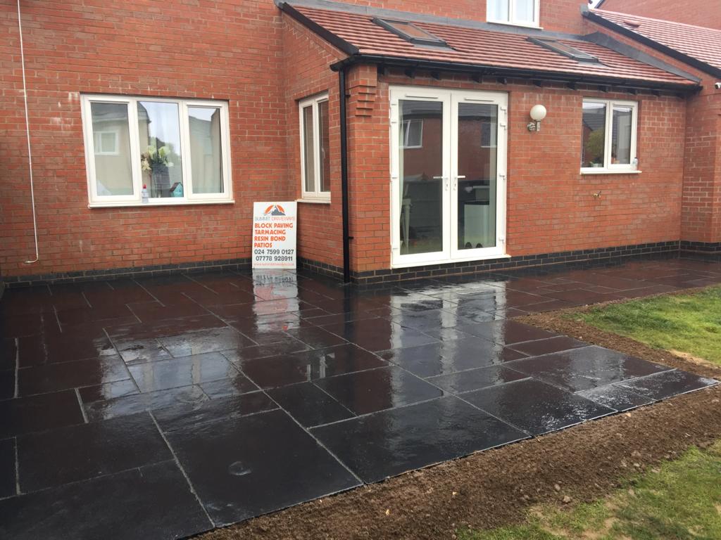 Marshalls Slate Slab Patio in Rugby Summit Driveways