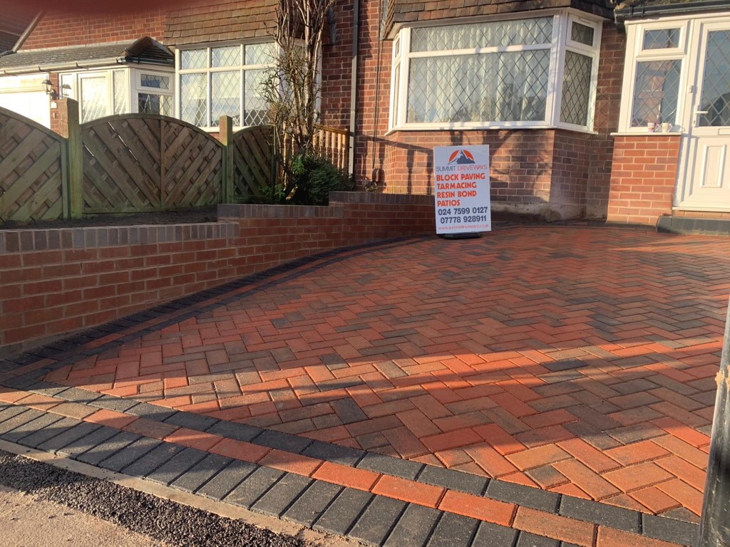 Brindle Block Paving Driveway with a Retaining Wall in Coventry