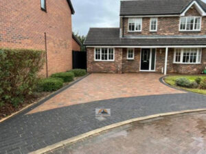 Brindle Block Paved Driveway with Charcoal Apron in Bedworth