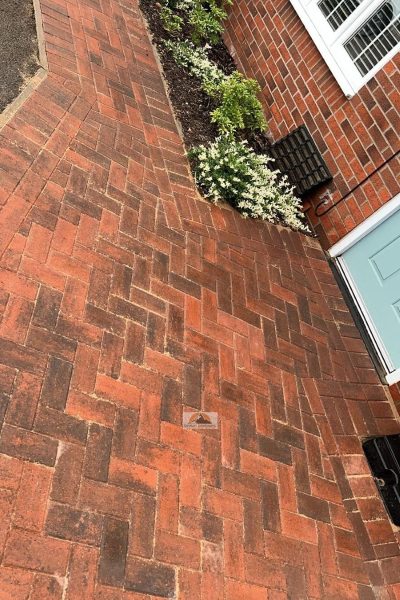 Block paved pathway extension with brindle marshall bricks in warwick (5)